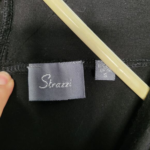 Strazzi Black Open High Low 3/4 Sleeve Lightweight Waterfall Cardigan sz S - Picture 3 of 6